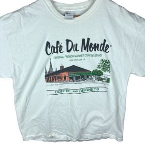 Cafe Du Monde T-Shirt Men's Size XL Short Sleeve Graphic Print White
